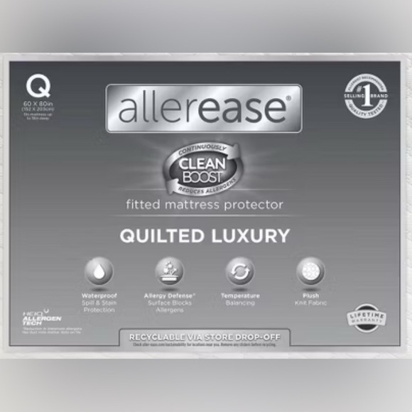 allerease Other - Quilted Luxury Fitted Mattress waterproof Protector - white size queen
